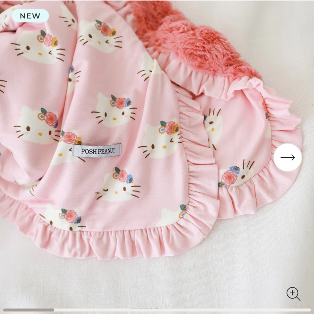 Posh Peanut Pastel Pink Hello Kitty Luxette Ruffled Minky - Picture 2 of 6